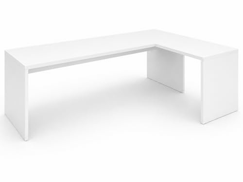 OFILIKE. Escritorio Esquinero en L para Oficina y Teletrabajo, Mesa de Ordenador Moderna con ala Derecha, Mesa Ideal para Trabajo, Redacción y Juegos (200x80, White)