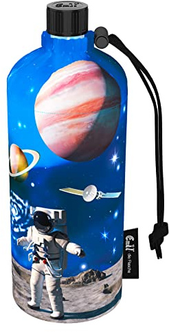 Emil Trinkflasche aus Glas für Mädchen & Jungen isolierte Glasflasche für Schule, Freizeit, Sport: Kinder & Eltern Universum 0,6l