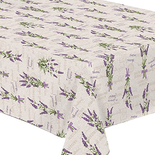 Wachstuch Tischdecke abwaschbar Gartentischdecke Viele Größen und Designs, wasserabweisend, abwischbar, ÖkoTex (Lavendel Blumen- 1010-1, 140x240 cm)
