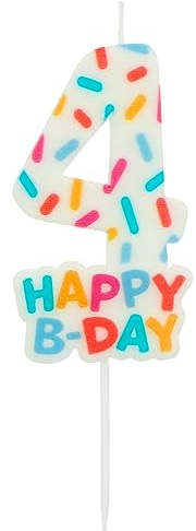 Folat 24114 Velas de Pastel - Vela Cozy Sprinkles Número 4-7 cm Adornos para pasteles para fiestas de cumpleaños, aniversario de Bodas, fiesta de Graduación, baby shower, fiesta de niños
