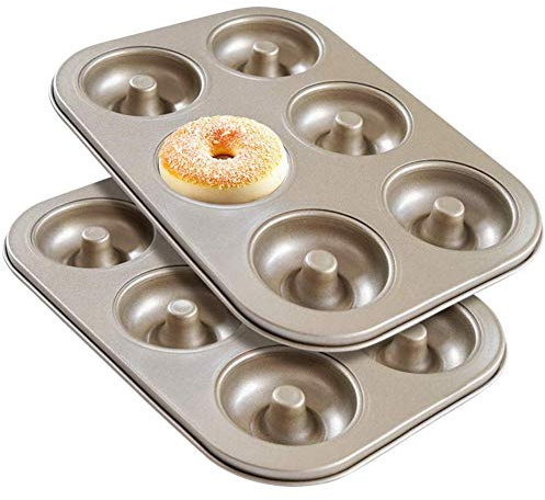 Wresetly Madeleine Pan - Sartén antiadherente para rosquillas, 2 unidades, acero al carbono, forma de rosquilla, forma de bollos y bollos