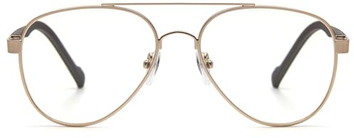 KoKoBin Vintage Metallrahmen Lesebrille Flieger Kröte Rahmen Objektiv Anti Blau Licht Damen Männer Computer Lesebrillen (Gold, 1.5)