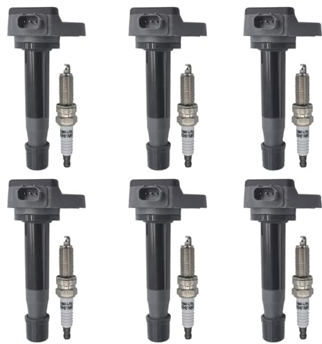 Autowxjq Ignition Coil Iridium Spark Plugs Set of 6pcs UF603 C1624 Compatible with Honda Pilot Accord Odyssey Ridgeline Acura MDX RDX TSX ZDX RL TL TSX 3.5L 3.7L V6