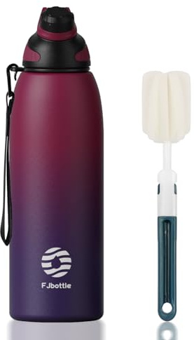 Fjbottle Sportvattenflaska i rostfritt stål med magnetiskt lock 1 l, 800 ml, 600 ml, 400 ml BPA-fri läckagesäker barnflaska – lämplig för kolsyra, 1 500 ml vattenflaska termo för skola, fitness