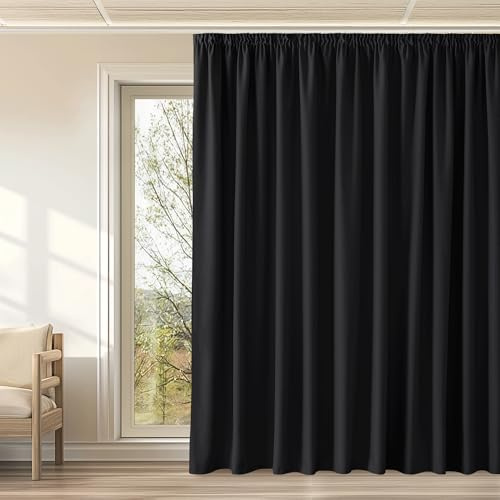 KGORGE Raumteiler Vorhang Blickdicht Thermovorhang Hitzeschutz Kräuselband | Schwarz,1er Set,H240 x B300 cm,Thermo Vorhang gegen Hitze für Schienensystem,Verdunkelung,Sonnenschutz,für Wohnzimmer