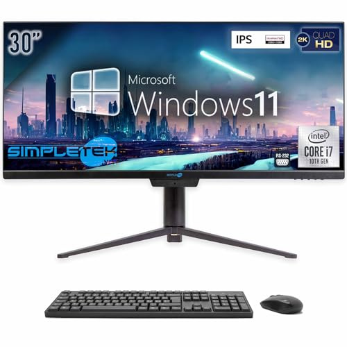 SIMPLETEK - All in One 30 2K Curved Computer | i7 10. Generation | Windows 11 | 32GB RAM | SSD 2TB | Integrierte Webcam 5 MP | WiFi 6 und BT 5.2 | Grafik Gaming