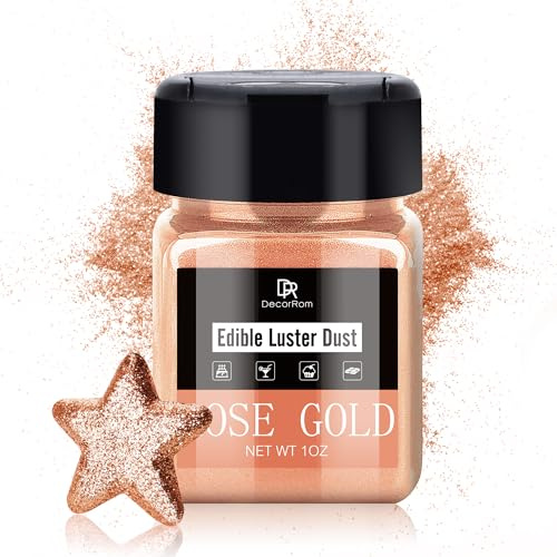 Essbarer Glitzer - 30g Essbarer Glitzerstaub Glitzerpulver für Getränke, Kuchen, Backen - Metallisch Pulver Lebensmittelfarbe Staubpulver zum Dekorieren von Lebensmittel, Cocktail, Keksen (Roségold)