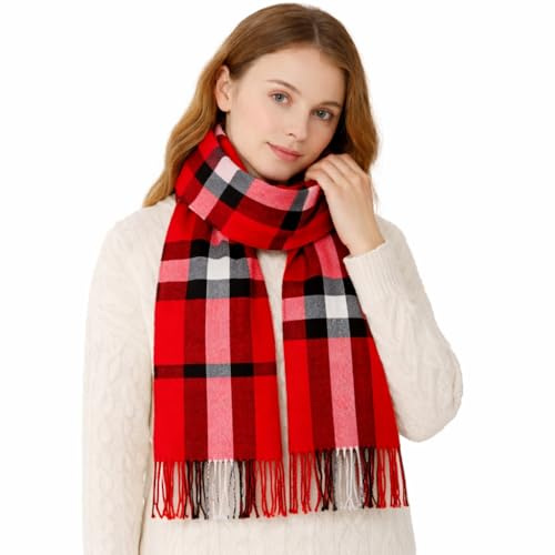 KARMA.DIEM lyxiga kashmir merino mix halsduk | unisex halsduk för kvinnor och män | supermjuk och högkvalitativ bekväm XXL pashmina stola, extra bred, svart, röd, XXL