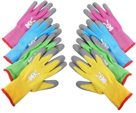 INOOMP Kinder Gartenhandschuhe 4 Paar Rutschfeste Verschleißfeste Handschuhe Aus Latexfür Gartenarbeit Im Freien Atmungsaktiv Und Flexibel Für Sichere Handhabung