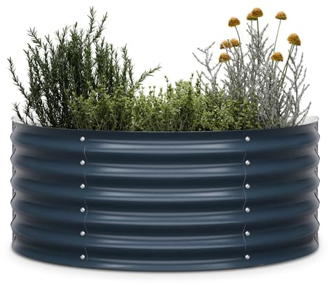 blumfeldt High Grow Half Circle Hochbeet, Ergonomisches 200-l-Hochbeet aus Rostfreiem Galvalume-Stahl für Gemüse und Kräuter – Halbkreis-Design, 43 cm Höhe, Wetterfest und Einfacher Aufbau