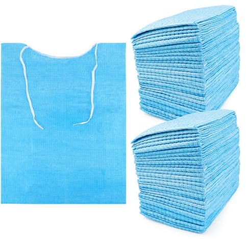 ZJIVQO Einweg-Lätzchen mit Seil, wasserdicht, mit Seil, für Erwachsene, Poly-Lätzchen, Tischdecken für Tattoo, Zahnklinik, Fütterung, Blau, 60 Stück, blau, One size