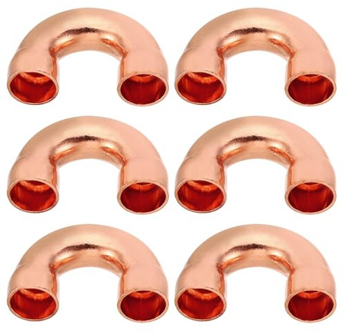 PATIKIL 3/8 ID Raccordi per Tubi in Rame, 6pz 180 Gradi Curva di Ritorno per Saldatura a Soffiatura del Tubo in Rame per Condizionamento dell'Aria HVAC Idraulico