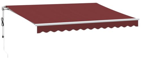 vidaXL Gelenkarmmarkise, Markise Ausziehbar Automatisch, Sonnenmarkise für Terrasse Balkon, Sonnenschutz Balkonmarkise Terrassenmarkise, Burgunderrot 350x250cm