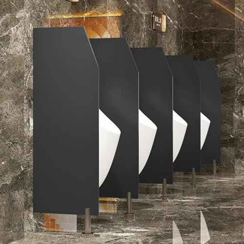 Urinal-Trennwand mit Edelstahlbeschlägen, Urinal-Schirm, Urinal-Schirm, Urinal-Brett, Trennwand für öffentliche Toiletten, Sichtschutz für Herren-Urinale für Hotels/Bahnhöfe/Bars (Farbe (schwarz, bode