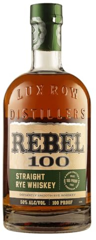 Rebel 100 Rye Whiskey | Abgefüllt in kleinen Batches | Straight Rye Whiskey mit 100 Proof | Leicht holzige Einschläge mit kräftigen, süßen Gewürznoten | 1 x 700ml