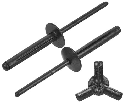 sourcing map 100 Stück 5/32 x 1 Zoll Aluminium großer Kopf Tri Grip Nieten großer Flansch Tri Grip Nieten für Heimwerker, Blech, Autoreparaturen, Möbel, Marine Boot (schwarz)