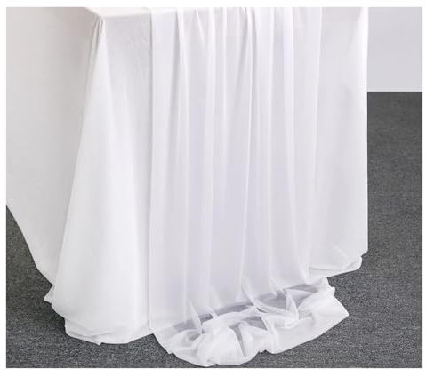 OZLCUA Runner da tavola in Garza Sheer Chiffon Luxury Solid Colorful Table Runner Blue Rustic Wedding Party Bridal Shower Birthday Home Christmas Decoration Lavabile Tablerunner(White,4.26M x 74cm)