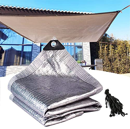Aluminet Toile d'ombrage 3 x 6 m avec œillets, filet d'ombrage 85 % réfléchissant pour plantes, voitures et chiens – Bâche d'ombrage réfléchissante pour serre, abri d'auto, camping-car, auvent, niche,
