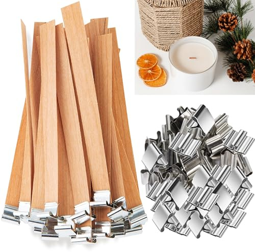 CZ Store®-Mechas de Madera para Velas X30 |+30 Bases DE Metal|-✮GARANTÍA DE por Vida✮-Pavios para Velas 13 CM- mechas para Velas Naturales de Madera ecológica - Duradero, Limpio, Sin Humo Negro