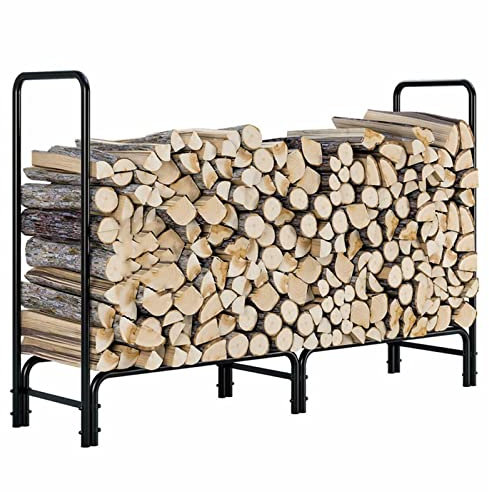 130 cm großes Kaminholzregal für drinnen und draußen, Schmiedeeisen, Aufbewahrungshalter für Kamin/Holzofen/Veranda