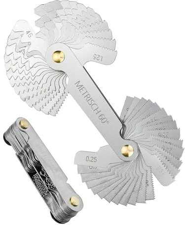 TPZORJX jauge filetage,Calibres d'angle,52pcs Peigne Filetage Feuilles Métrique 0,25-6,0mm et Whitworth Impérial 4G- 62G Outil Jauge de Filetage Inox