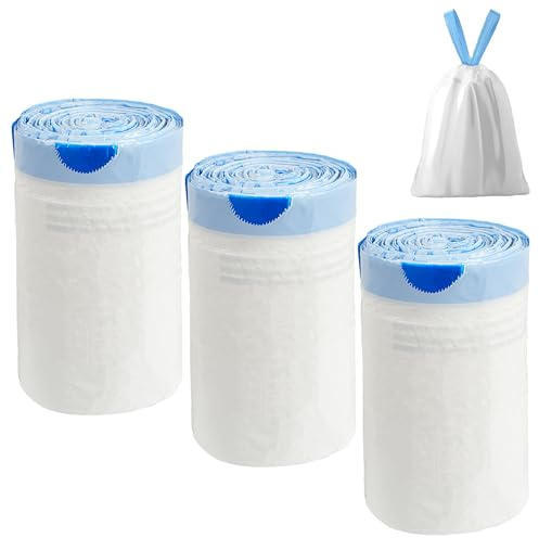 H HANSEL HOME Bolsa de Basura 30L Resistente Antigoteo Con Cinta de Autocierre, Bolsas de Basura Aroma Fresh Linen 53x58cm- Blanco Azul, 3 Rollos, 270 Bolsas