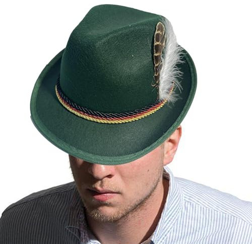 Bayerischer Trachtenhut Herren Mit Feder, Bayern Hut Oktoberfest, Deutsche Oktoberfest Hüte, Bayern Trachtenhut Filzhut, Jägerhut Filz Fasching Karneval Für Oktoberfest, Bayerischer Fedora Hut Party