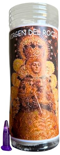 Velón de la Virgen del Rocío para Protección de la Familia y el Hogar, Guía e Iluminación | Velón de Petición de la Blanca Paloma con Aceite Litúrgico y Oración de 3 Días de Duración Aproximada.