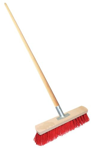 HoitoDeals 1Pcs Sweeping Brush Broom Garden Yard Sweeper with Handle Stiff Bristle (1Pcs Red 40)