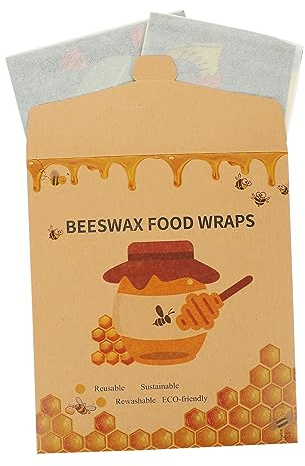 TOBBOMEY 3 Stück Wiederverwendbare Bienenwachstücher aus Baumwolle und Beewax Nachhaltige Frischhaltefolie zur Lebensmittelaufbewahrung und Isolierung von Luft