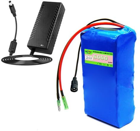 SSCYHT Batteria al Litio 24V 10Ah 6Ah 8Ah 12Ah 4Ah Batteria Ricaricabile agli ioni di Litio 24V per Motori da 50W a 300W con Caricabatterie e BMS,24v6ah Bullet