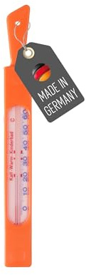 Lantelme Badethermometer 20cm | -4°C bis 60°C | Farbe Orange | Temperaturanzeige mit Richtangaben | Badezwinge Analog Bade Thermometer | Deutsch Herstellung in Badewanne Badewasser (Orange)
