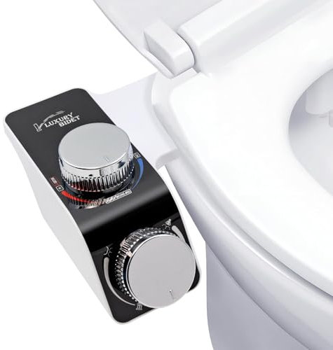 NTOEJA Hot and Cold Bidet Attachment, Non-Electric Cold Water Bidet Toilet Seat Attachment with Pressure Control, Retractable Self-Cleaning Dual Nozzles for Front and Back Cleaning
