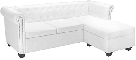 LVHUIDEH Moderne Chesterfield Sofa für Wohnzimmer Büro, L-Form Sofa mit Gepolsterter Sitz, 200 x 140 x 73 cm, Einfacher Zusammenbau, Kunstleder und Holzrahmen