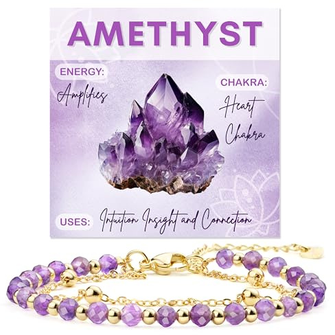 Farfume Ametista Bracciale Pietre Naturali per Donna Perle in Pietra Naturale da 4mm Gemme Lavorate a Mano Gioielli Ideale Regalo