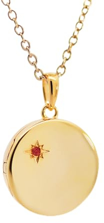 Medaillon Kette Mädchen mit Geburtsstein Silber 925 / Gold vergoldet | Kinder Medaillon zum Öffnen für Bilder personalisiert, Foto Upload Service & Gravur, Schmuck Geschenk Tochter Geburtstag
