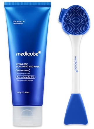 medicube Zero Pore Mud Mask and Brush Set: Zero Pore Mud Facial Mask and Multi Pore Brush & Face Mask Applicator