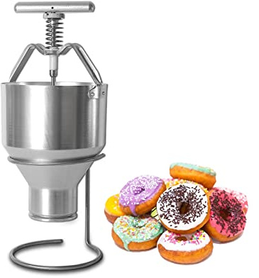 Manual Donut Depositor, Doughnut Maker Dropper Plunger Batter Dispenser with Stand for Baking 50-70mm Donuts - 4L Hopper for Cake Pastry Tools