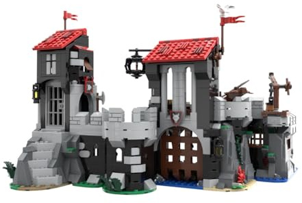 RCARTOYRTR Mittelalterliche Wolfsfestung Klemmbausteine, 1018 Stück Wolfsburg Bauklötze, Haus Architektur Modellbausatz, Home und Büro-Deko & Modular Building Geschenk für Erwachsene