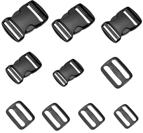 VISTTUSFINE Buckles Clips Rucksack Clips Set Tri-Glide Slides Side Release | Buckles Replacement Buckles Clip for Backpack Repairing, Luggage Fastening Strap Pet Collar