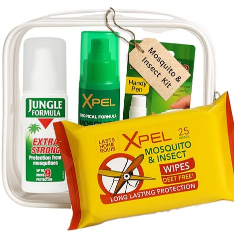 Mosquito Repellent Kit, 1 x XPELMosquito & Insect Repellent, 1x Jungle Formula Spray, 1x XPELMosquito Wipes 1x Bite Handy Pen 14ml | 4 Pack Travel kit, Quick Insect Bite Relief & Sting Swelling
