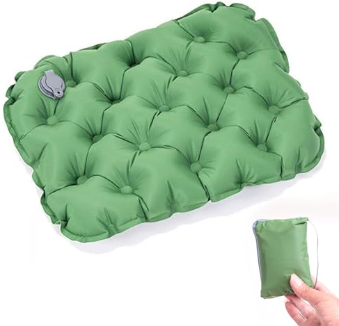 EliteEase Inflatable Seat Cushion – Portable Lightweight Waterproof Travel & Stadium Seat Pad, Fast Inflate/Deflate Air Cushion for Camping, Hiking, Office, Tailbone Relief – Gre