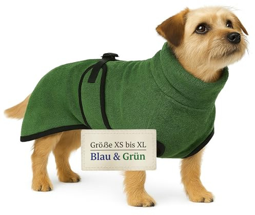 CANISPHERE Hundebademantel (Größe XS, kleine Hunde, grün) - Saugstarker Bademantel Hund aus Mikrofaser - Schnelltrocknend & Flauschig - Perfekt nach Baden, Spaziergang - Hunde Bademantel für kleine Hu