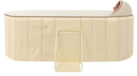 Vikbart badkar, 150 x 55 x 50 cm bärbart fristående badkar med slang och 2 reparationsklistermärken, för kylterapi isbad, avslappningsbad, duschkar