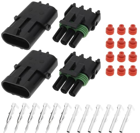 ECSiNG 2 Set Di Kit Di Connettori Impermeabili Sigillati A 3 Pin Per Auto 14-16 AWG Per Corse Automobilistiche Marine
