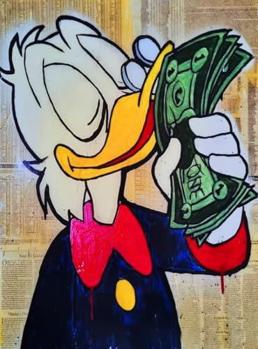 Disney Poster mural décoratif série Cartoons Paperon de Scrooge McDuck avec argent impression artistique vintage sur papier couché 40 x 30 cm sans cadre