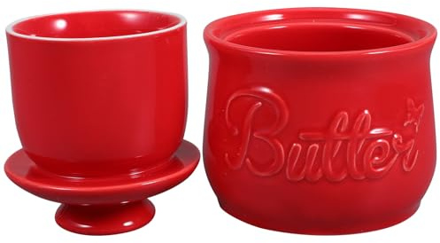 CLISPEED Mantequera Cerámica con Tapa Sellada para Mantequilla Recipiente Vintage Clásico Grande para Almacenamiento y Decoración Cocina Jarra Protectora para Untar