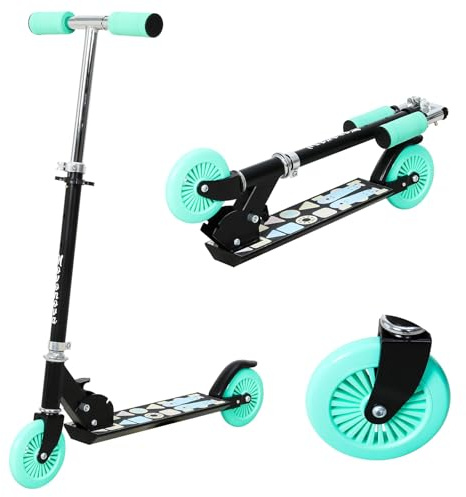 Novonova Roller Kinder für 4–6 Jahre, Kinderroller mit 3 Verstellbaren Höhen,LED-Leuchträdern und Hinterradbrems Kinderroller,Leicht zu Lenken, Balance-Trainings-Roller für Kinder,bis 50kg