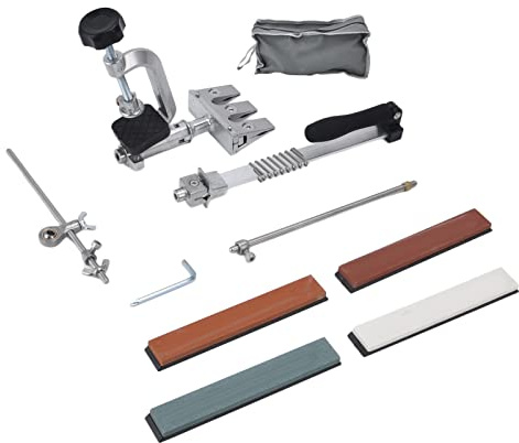 Pro Aiguiseur de couteaux Pierre à aiguiser professionnelle Outils de cuisine à angle constant RH 006 Corindon blanc robuste en acier inoxydable 1180g