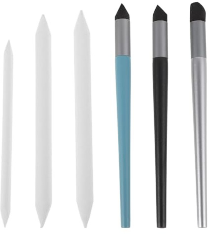 SEWOART Juego de 6 Pinceles para Mezclar Tinta y Pasteles al Óleo, Cabezal de Esponja para Transiciones y Difuminado, Herramienta Ligera para Dibujo Artístico y Bocetos, Adecuado